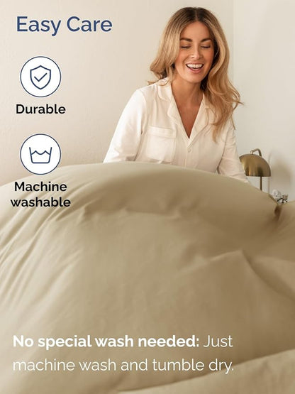 Extra Deep Full Sheet Set - 6 Piece Breathable and Cooling Sheets - Hotel Luxury Bed Sheets Set - Easy & Secure Fit - Soft, Wrinkle Free and Comfy Sheets Set - Beige Sheet Set with Extra Deep Pockets