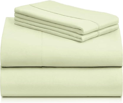 LuxClub 4 PC Sheet Set Bed Sheets Deep Pockets 16" Eco Friendly Wrinkle Free Cooling Machine Washable Hotel Bedding Silky Soft - Sage Green Queen