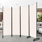 Room Divider Folding Privacy Screens with Wheels, 6FT Tall Divider for Room Separation, Movable Room Partitons and Dividers, Indoor Room Dividers Panel with Fabric (Beige, 4 Panel-88‘’-Wheels)