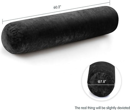 SyMax 7.8"x60" Body Pillow for Queen Bed, Bolster w/Removable Polyester Cover, Headboard Gap Filler Pillow, Black