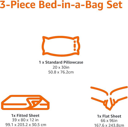 Amazon Basics Lightweight Super Soft Easy Care Wrinkle Free Microfiber 3 Piece Bed Sheet Set with 14-Inch Deep Pockets, Twin, Plum, Solid, Kids, Men & Women Bedding