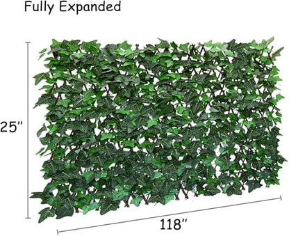 Expandable Fence Privacy Screen for Balcony Patio Outdoor,Decorative Faux Ivy Fencing Panel,Artificial Wax Gourd Leaf Hedges (Single Sided Leaves) (2, Green)