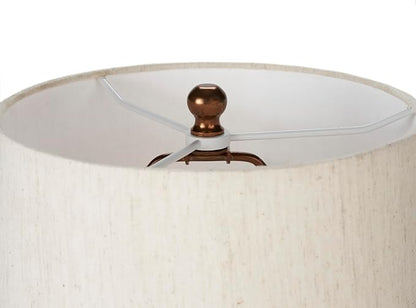 Nourison Home 21" Copper Finish Wood Triangle Table Lamp for Bedroom, Living Room, Dining, Office, Entryway