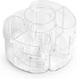 Masirs Small Rotating Makeup Organizer - Mini Yet Spacious Cosmetic Storage Solution with Multiple Compartments - The Perfect Spinning Make-Up Caddy for Vanity or Bathroom Counter (Round - Clear)