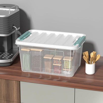 20 Quart Clear Storage Box, Set of 6 Plastic Latching Bins with Lids