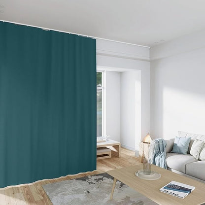 Room Divider Curtains Total Blackout Privacy Curtain Panel Room Thermal Insulated Noise Reduction Curtains for Bedroom Window Living Room Ceiling Track Curtain W 10 ft × H 9 ft Azure Blue