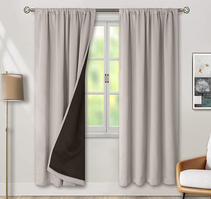 BGment Blackout Curtains for Bedroom 72 Inch Long, Thermal Insulated Full Room Darkening Bedroom Curtains, Heavy Sun Blocking Soundproof Window Curtains with Rod Pocket, 2 Panels, 52 Wide, Cashmere