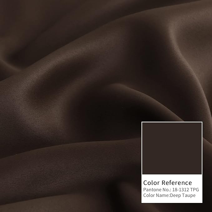 BGment Thermal Insulated 100% Blackout Curtains for Bedroom with Black Liner, Double Layer Full Room Darkening Noise Reducing Grommet Curtain (42 x 63 Inch, Brown, 2 Panels)