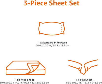 Amazon Basics Lightweight Super Soft Easy Care Comfortable Microfiber 3 Piece Bed Sheet Set with 14-inch Deep Pockets, Twin XL, Dark Gray, Solid (Pack of 4)