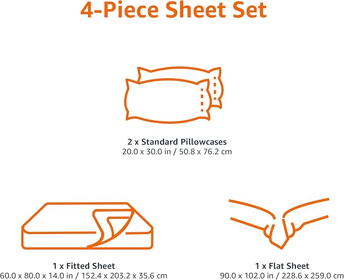 Amazon Basics Lightweight Super Soft, Wrinkle-Free, Breathable Easy Care Microfiber 4-Piece Bed Sheet Set with 14-Inch Deep Pockets, Queen, Dutch Blue, Solid