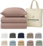 Cloud Scape Linen 100% Egyptian Cotton Sheets Twin Size, 3 Pieces Luxury Bedding Set, 400 Thread Count,Hotel Quality, Silky Soft, Breathable and Durable, Deep Pockets up to 15, Sepia Rose