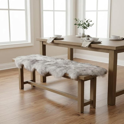 Premium Genuine Sheepskin Rug 2' x 6' Long Fur Soft & Natural Bedside Area Rug, Wolf Tip Brown, Double Pelt