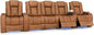 Seatcraft Diamante Zero-Gravity CoolZero Italian Leather Home Theater Seating, Power Headrest, Power Recline, Row of 5 Middle Sofa, Tawny