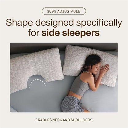 Coop Home Goods Original Cut-Out Adjustable Pillow, Queen Size Bed Pillows for Neck & Head Support, 18 x 28 “ Memory Foam Pillows - Medium Firm for Side Sleeper, CertiPUR-US/GREENGUARD Gold