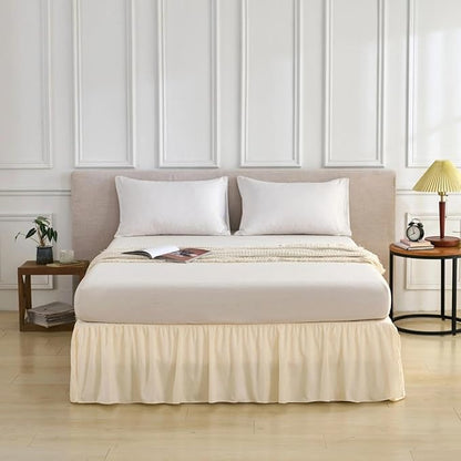 Bed Skirt Full Size Ruffled Bed Skirt with Split Corners, Full Bed Skirts 12 Inch Drop with Platform, 12'' Full, Beige