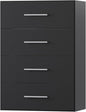 4 Drawer Short Tower Closet Unit, Modular Closet System, Wood Closet System Organizer with Storage for Walk In Closets, Clothing Rack Closet for Hanging Clothes, Bedroom, Black, 25.5"W