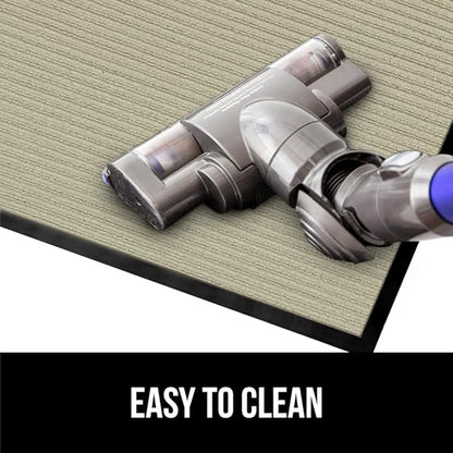 GORILLA GRIP Waterproof Traffic Guard Door Mat, Heavy Duty Entryway Mats, Strong Rubber Back Commercial Utility Rugs for Office Hallway, Garage Floor and Home, Low Profile Carpet Runner, 29x17, Beige