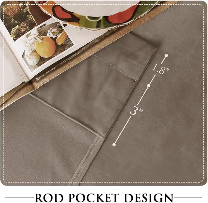 StangH Taupe Curtains 94 inches Long Premium Velvet Blackout Drapes for Bedroom/Office, Heavy Soft Curtains with Noise Reduction, Modern Neutral Home Decor, W52 x L94, 2 Panels