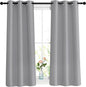 NICETOWN Blackout Sliver Grey Curtains for Bedroom - Window Treatment Thermal Insulated Solid Grommet Room Darkening Vertical Drapes for Children Room (Set of 2, W37 x L54)