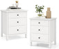 Giantex Nightstand with 3 Drawers Set of 2, Wooden Side End Table with Solid Wood Legs, Retro 3-Drawer Bedside Table Night Stand for Bedroom Home Office Small Space, Easy Assembly, White