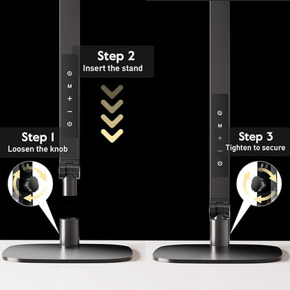 LED Desk Lamp for Home Office, Eye-Caring Modern Desk Light, 3 Color Temperature 10 Brightness Computer Light, Dimmable Desk Light with Memory & Timer Func, Metal Swing Arm Table Lamp