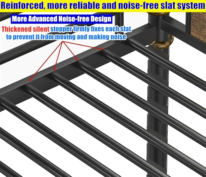 Upgraded & Stronger Heavy Duty Metal Queen Over Queen Bunk Bed for Adults & Teens, Thickened More Stable Safer Bunkbeds (Greater Weight Capacity) (Queen Over Queen)