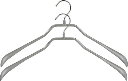 Mawa by Reston Lloyd BodyForm Series Non-Slip Space-Saving Clothes Hanger for Jackets, Suits and Coats, 16-1/2", Style 42/L, Silver, Set of 2