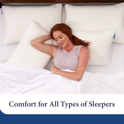 Cosy House Collection 2-Pack Luxury Rayon Derived from Bamboo Shredded Memory Foam Pillow - Adjustable & Removable Fill - Cool & Breathable Cover with Zipper for Side, Back, & Stomach Sleepers (King)