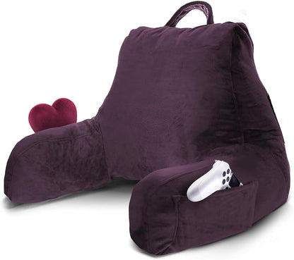 Nestl Reading Pillow for Kids & Teens with Shredded Memory Foam, Backrest Pillows for Reading, Watching, and Gaming, Use on The Couch, Bed, or Floor, Adjustable Support with Washable Cover Purple