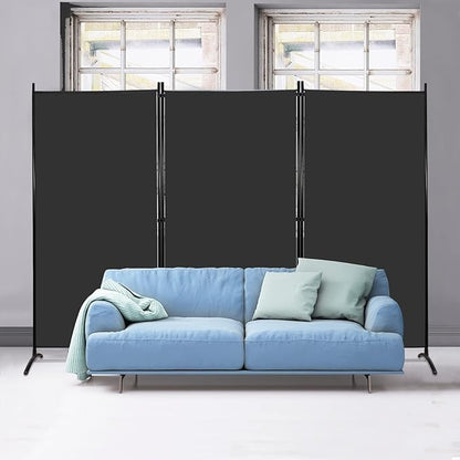 MAYOLIAH Partition Room Dividers 3 Panel Folding Privacy Screens 6 Ft Tall Portable Office Walls Dividers for Room Separator 102"x20"x71", Black