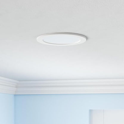 LUXRITE 6 Inch Ultra Thin LED Recessed Light with J-Box, 12W, Color Temperature Selectable 2700K | 3000K | 3500K | 4000K | 5000K, Dimmable Wafer Light, 1000 Lumens, Energy Star, IC Rated (4 Pack)