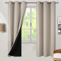 BGment Thermal Insulated 100% Blackout Curtains for Bedroom with Black Liner, Double Layer Full Room Darkening Noise Reducing Grommet Curtain (42 x 72 Inch, Cashmere, 2 Panels)