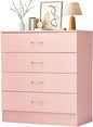 Karl home 4 Pink Drawer Dresser, Modern Chest of Drawers, Wood Bedside Table Night Table,Anti-Tipping Device, Rose Gold Metal Handle