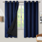 BGment Thermal Insulated 100% Blackout Curtains for Bedroom with Black Liner, Double Layer Full Room Darkening Noise Reducing Grommet Curtain (55 x 69 Inch, Navy Blue, 2 Panels)