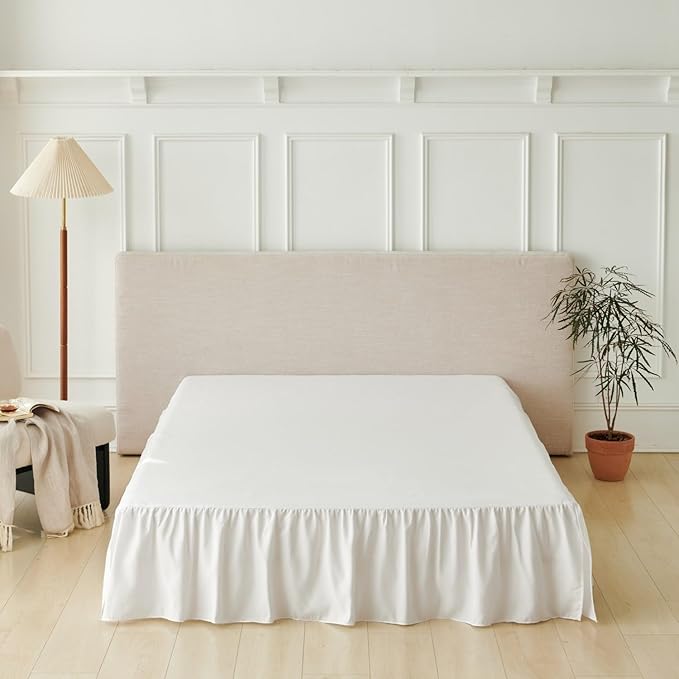 Bed Skirt Twin Size Ruffled Bed Skirt with Split Corners, Bed Skirts 18 Inch Drop, Bed Skirting with Platform, White, 18'' Twin