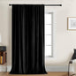 Joydeco Velvet Curtains 96 inch 1 Panel, Long Luxury Black Blackout Thermal Insulated Rod Pocket Window Curtains, Super Soft Room Darkening Drapes for Living Room Bedroom, W100 x L96 Inch, Black