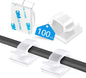 Abnii 100PCS Cable Clips, Adhesive Wire Clips Organizer Cord Clips Management, Cable Staples Outdoor Strong for Wall, Desk, Christmas Lights, String Lights, TV PC Ethernet Cable, Clear Small