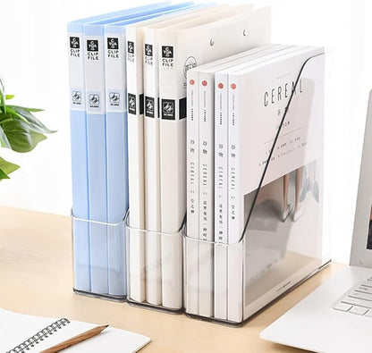 ICCGBHGO Magazine Holder, Clear Plastic Vertical File Magazine Organizer, Desktop File Magazine Book Storage Shelf for Office Desk(2PCS)
