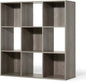 CAPHAUS Sturdy Room 11-Inch Cube Storage Organizer Shelf, with Thick Exterior Edge, Storage Shelf Divider w/Back, Bookcase, 9-Cube, Rustic Grey Oak