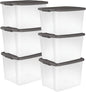 Sterilite 6-Pack ShelfTote, Clear Plastic Storage Bins with Lids, 50 Quart, Gray - Stackable Organizing Container Boxes for Closet, Bathroom, and Office