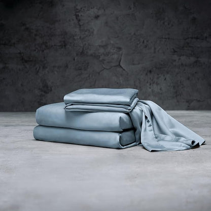LUXOME Luxury Sheet Set | 100% Rayon (Viscose) from Bamboo | King Size - Surf | Deep Pockets | 4-Piece Set (Fitted, Flat, 2 Pillowcases)