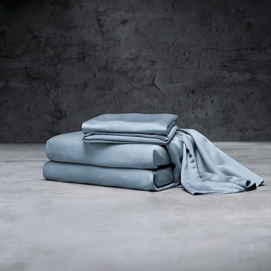 LUXOME Luxury Sheet Set | 100% Rayon (Viscose) from Bamboo | King Size - Surf | Deep Pockets | 4-Piece Set (Fitted, Flat, 2 Pillowcases)