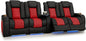 Seatcraft Diamante Zero-Gravity CoolZero Italian Leather Home Theater Seating, Power Headrest, Power Recline, Row of 4 Dual Loveseats, Black/Red