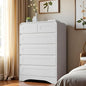Dresser for Bedroom with 6 Drawers, 44" Tall Modern Dressers & Chest of Drawers with Curved Profile Design, Wood Closet Clothes Storage Dressers Organizer for Bedroom Living Room Hallway, White