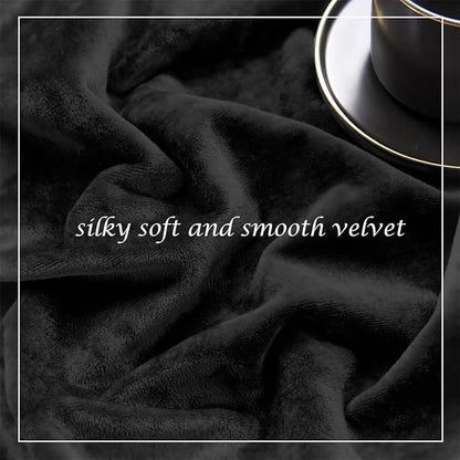 SMILETIME Black Crushed Velvet Curtains 52x90 inch Luxurious Thermal Insulated Soundproof Drapes for Living Room Bedroom Office Soft and Durable Light-Filtering Window Treatments, 2 Panels