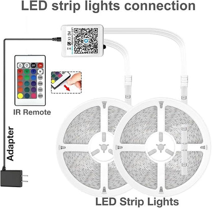 DAYBETTER 150ft Led Light Strips (2 Rolls of 75ft) with 24V Power Supply，Music Sync RGB Color Changing Lights for Bedroom, Desk, Home Kitchen Party Decoration with App & Remote Control
