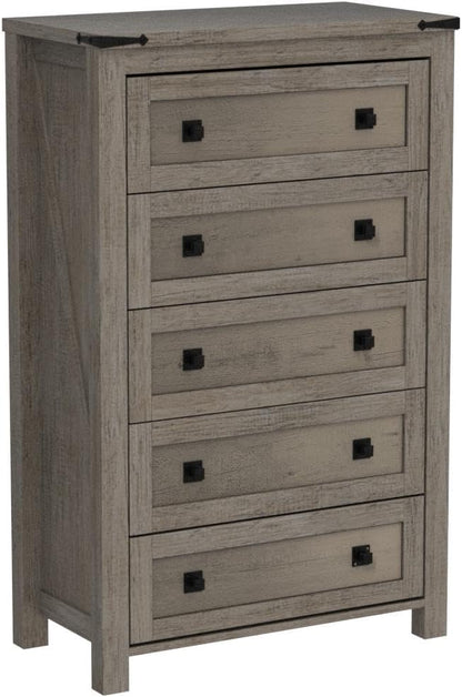 T4TREAM Farmhouse 5 Drawers Dresser Chests for Bedroom, Wood Rustic Tall Chset of Drawers,Dressers Organizer for Bedroom, Living Room,Hallway, Light Rustic Oak