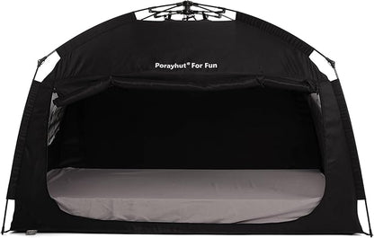 Indoor Instant Privacy Bed Tent for Sleeping,Quick Set-up Bed Canopies,Portable Bed Drapes with Large Space and 3 Doors (Black, Full)