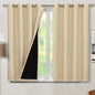 BGment Short 100% Blackout Curtains for Bedroom, Thermal Insulated Energy Efficiency Noise Reducing Grommet Curtains 45 Inch Length with Liner for Small Window 2 Panels Each 52 Inch Wide, Natural
