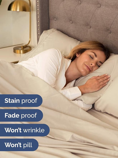 Extra Deep King Sheet Set - 6 Piece Breathable and Cooling Sheets - Hotel Luxury Bed Sheets Set - Easy & Secure Fit - Soft, Wrinkle Free and Comfy Sheets Set - Wheat Sheet Set with Extra Deep Pockets